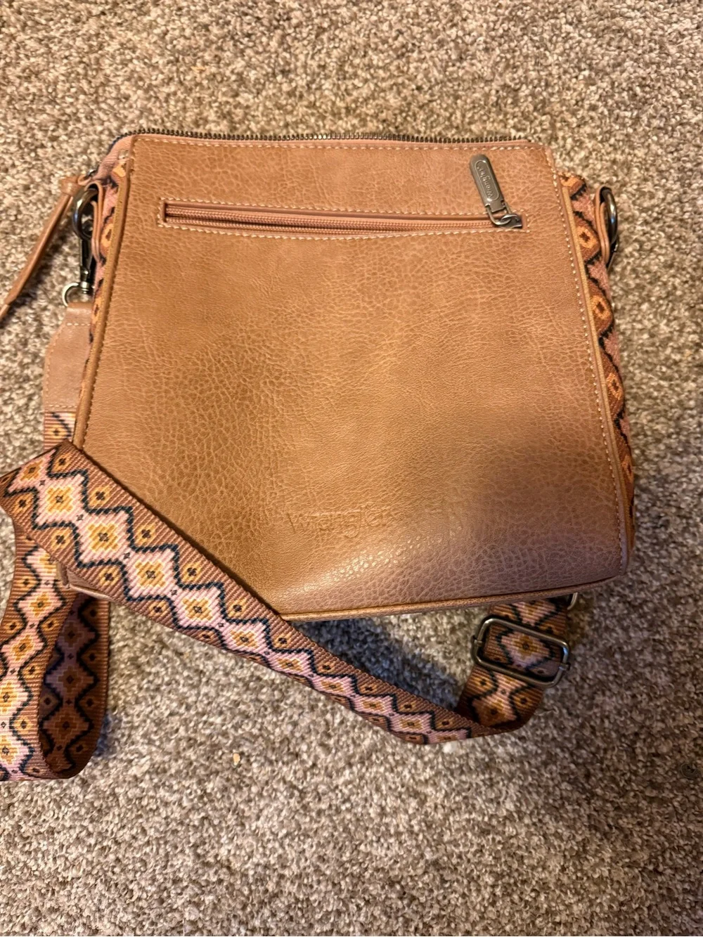 Wrangler Brown Crossbody is Bag with Patterned Strap